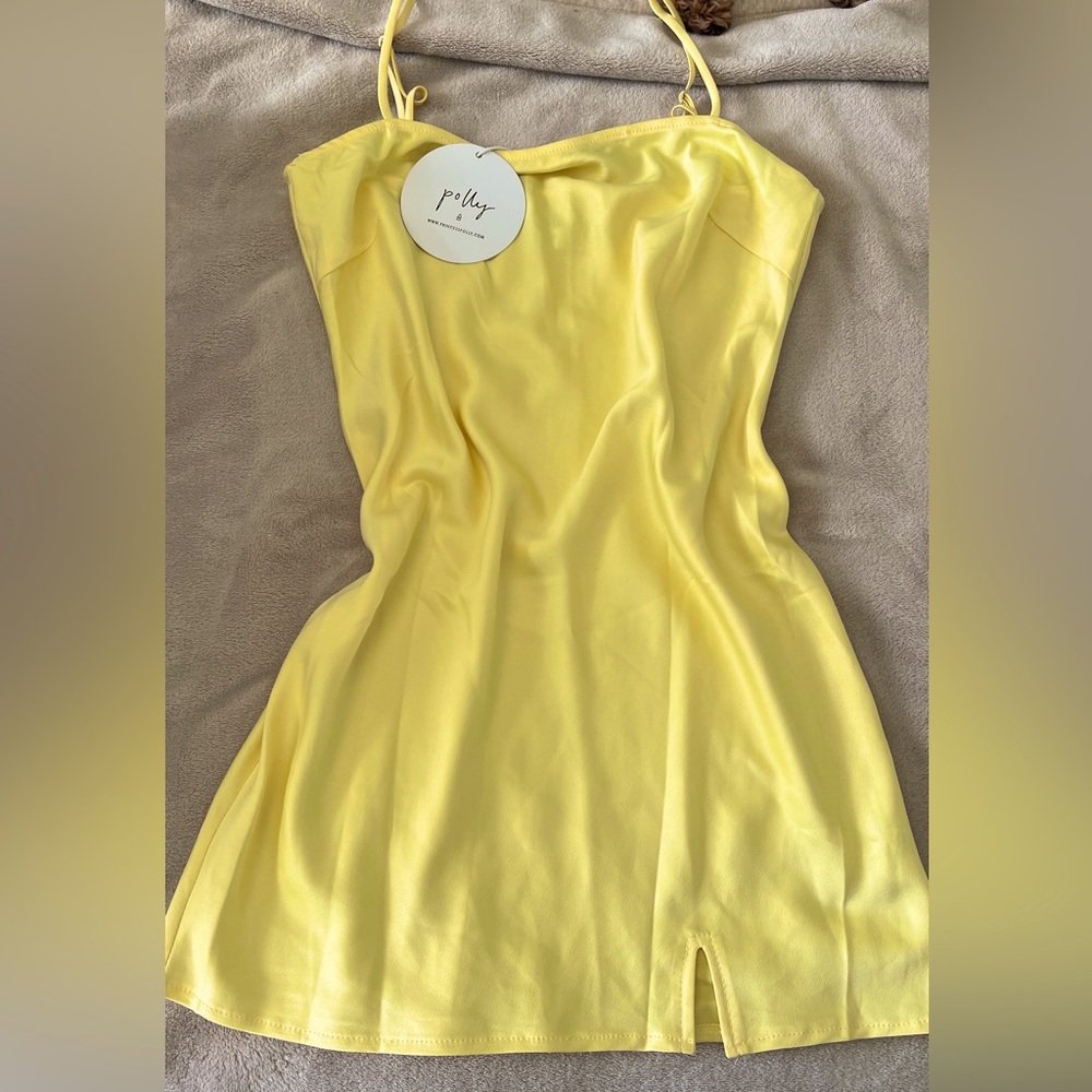 Princess Polly yellow satin mini dress. Size US 6